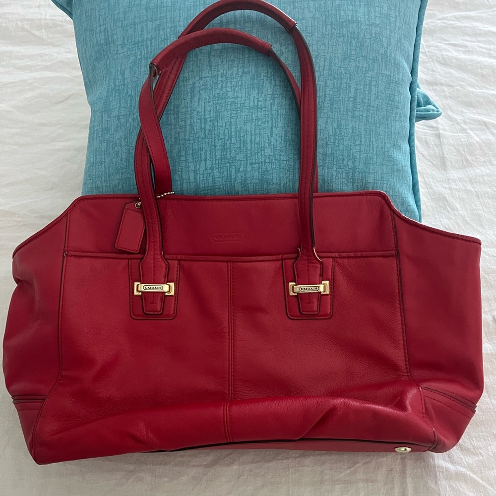 Coach Vintage Vibrant Red Leather Alexis Carryall Tote